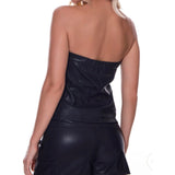 Black Faux Leather Skort Set
