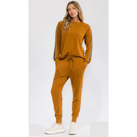 Bronze Stripe Detail Jogger w/Pockets